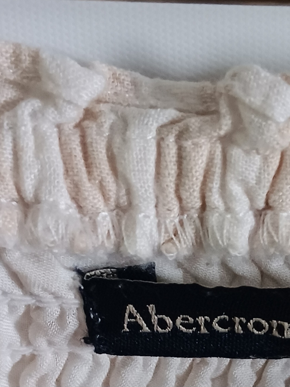 Y2K Abercrombie & Fitch Strapless Mini Dress Small Beige Smocked Button Front - Picture 4 of 7